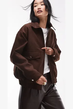 Topshop – Bomberjacke aus Wildlederimitat in