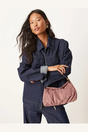 ASOS – Schultertasche aus Wildlederimitat in Malve mit Umschlagklappe