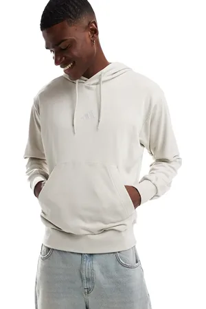 adidas Adidas – Essentials – feelcozy – Kapuzenpullover in Wonder Aluminia/Weiß aus French Terry