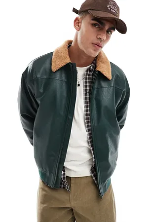 Cotton On Cotton On – Pilotenjacke aus Kunstleder in dunklem Smaragdgrün