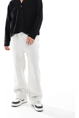 ASOS – Gerade geschnittene Jogginghose aus Scuba-Material in meliertem Weiß
