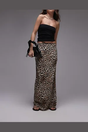 Topshop – Maxirock mit Leopardenprint, asymmetrischem Schnitt und Höschenbesatz