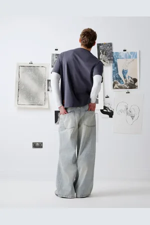 Topman X Becky Baier – Hochwertiges, schweres Oversize-T-Shirt in Anthrazit mit Hand-Print und Stickerei
