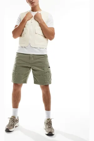 Superdry – Schwere Cargo-Shorts in Oliv-Khaki