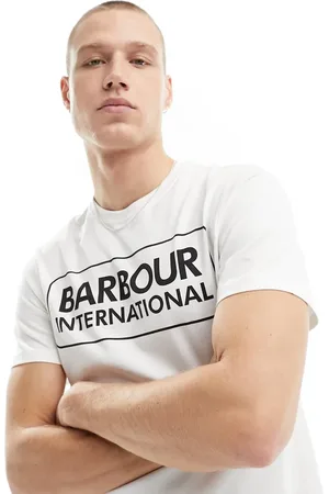 Barbour – Essential – Weißes T-Shirt mit großem Logo