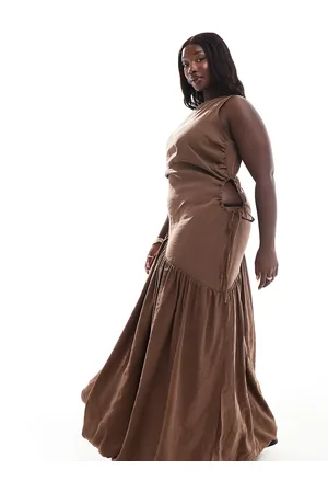 ASOS ASOS DESIGN Curve – Weiches, drapiertes Midikleid in mit gebundenem Tunnelzug an den Seiten