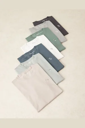 Abercrombie & Fitch – 7er-Pack T-Shirts in neutralen Farben mit Markenlogo
