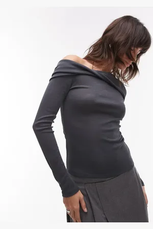 Topshop – Schulterfreies Oberteil in mit verdrehtem Design