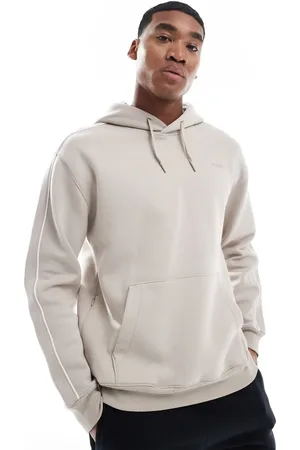 Hollister – Kapuzenpullover in Beige mit abgesetztem Ärmeleinsatz