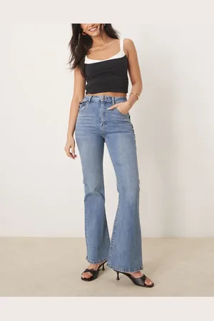 Never Fully Dressed – Denim-Schlagjeans mit Bogenkanten-Detail