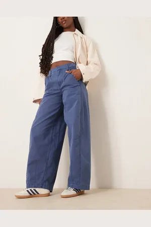 Free People – Rylee – Lässig geschnittene Chinohose in Jeansblau