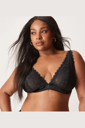 ASOS ASOS DESIGN Curve – Blake – Weicher BH aus schwarzer Herzspitze mit Korsettdetail und hohem Trägeransatz