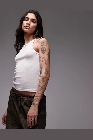 MANGO – Geripptes Trägertop in mit Racerneck-Design