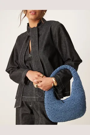 ASOS – Von Hand gehäkelte Schultertasche aus Stroh in