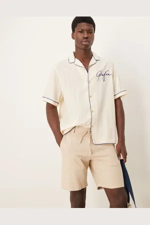 SELECTED – Shorts aus Leinenmix in Cremeweiß