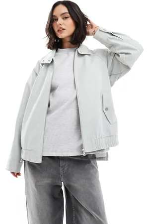 ASOS – Bomberjacke mit Lederoptik in Salbeigrün
