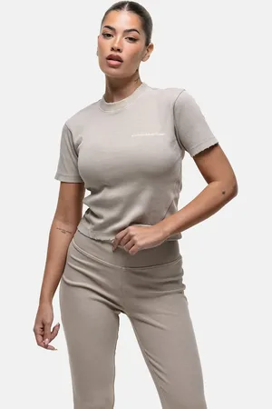 Good For Nothing – Knappes, geripptes T-Shirt in Stone-Waschung