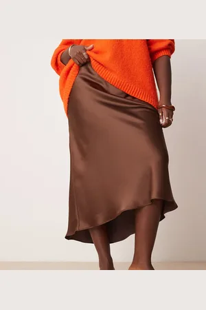 New Look New Look Curve – Satin-Midirock in mit Schrägschnitt