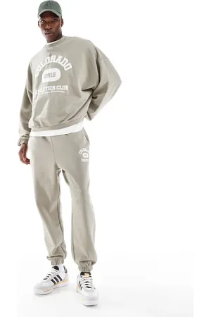 ASOS – Oversize-Jogginghose in Khaki mit Puffprint im College-Look, Kombiteil