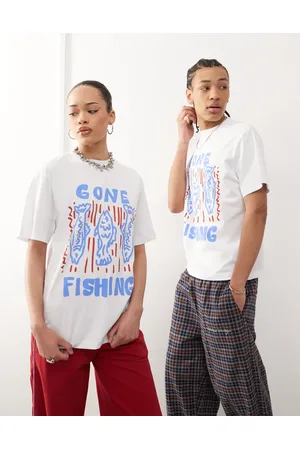 Reclaimed – Unisex-T-Shirt in mit Grafikprint mit Fischermotiv