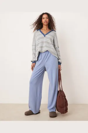 Free People – Weit geschnittene Lounge-Hose in Hafenblau