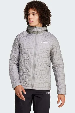 adidas Adidas – Terrex Xperior Primaloft – Isolierte Kapuzenjacke in Anthrazit/Solid- mit leichter Füllung