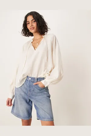 Free People – Montana – Jeans-Jorts in Cowgirl- mit Used-Details