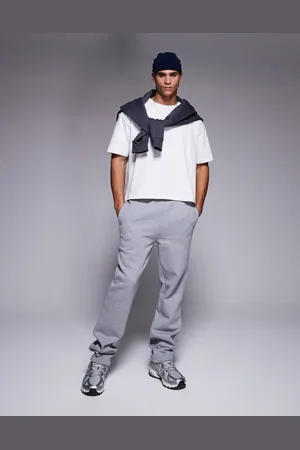 ASOS – Hochwertige schwere Jogginghose in meliert mit geradem Bein, 400 g/m²