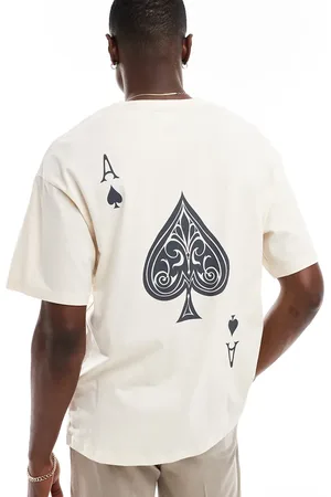 ADPT. – Oversize-T-Shirt in Creme mit Pik-Ass-Rückenprint