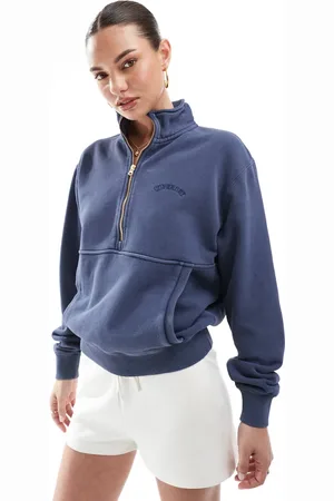 Superdry – Essential – Oversize-Sweatshirt in Lauren- mit kurzem Reißverschluss und Logo