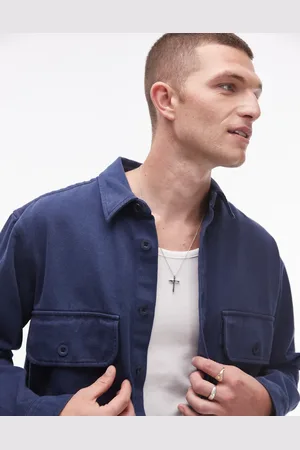 Topman – Langärmliges Oversize-Hemd aus Twill in verwaschenem mit zwei Brusttaschen