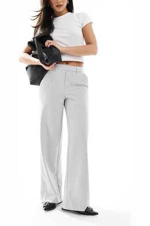 Object – Elegante Hose in meliertem Hellgrau mit weitem Bein