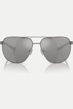 Armani Exchange – Ax2047s – Abgerundete, polarisierte Sonnenbrille in mattem Stahlgrau mit grauen, verspiegelten Gläsern