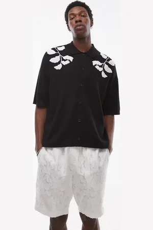 Topman – Gestricktes Hemd in und Ecru mit Blumenstickerei