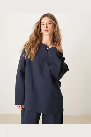 ASOS – Schulterfreies Interlock-Sweatshirt in mit Oversize-Schnitt