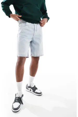 Pull&Bear – Weit geschnittene Jeans-Shorts in Hellblau