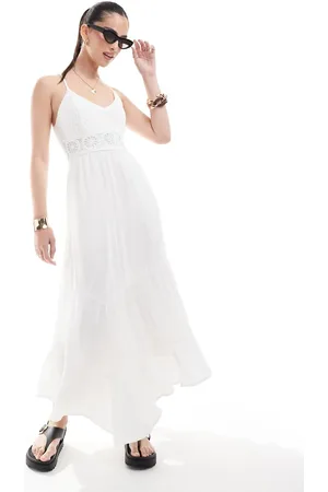 Hollister – Maxikleid aus Häkel- und Webstoff in mit Zipfelsaum