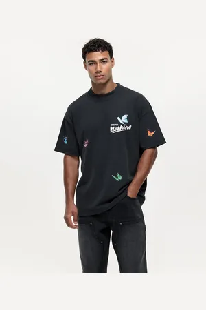 Good For Nothing – T-Shirt in verwaschenem mit Schmetterlingsprint