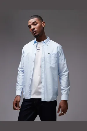 Lacoste – Langärmliges Oxford-Hemd in Hellblau