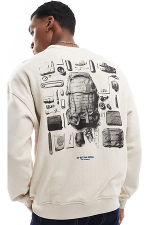 G-Star – Sweatshirt in gebrochenem mit Rückenprint