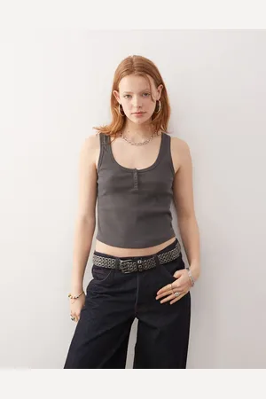 COLLUSION – Geripptes Camisole in meliertem mit Knopfleiste