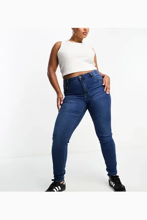 Noisy May – Jeans in mittelblauer Waschung mit engem Schnitt und hohem Bund