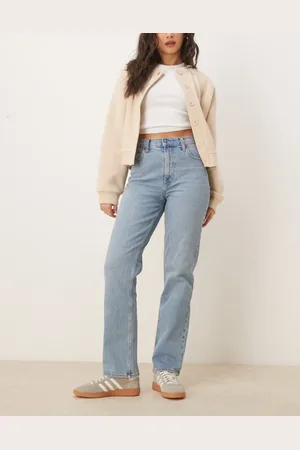 Abercrombie & Fitch – Gerade geschnittene Jeans im Stil der 90er Jahre in mittelblauer Waschung mit mittelhohem Bund