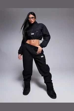 ASOS Weekend Collective – Gesteppte Nylon-Jogginghose in Schwarz mit Bündchen, Kombiteil