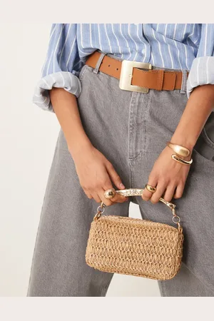 ASOS – Grab Bag aus Stroh mit abnehmbarem Umhängeriemen und gehämmertem Henkel