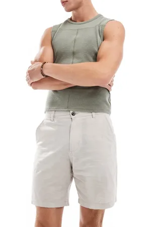 JACK & JONES – Chino-Shorts aus Leinen in Beige