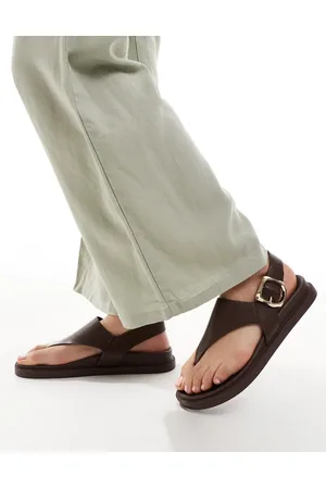 London Rebel – Zehenstegsandalen in Hellbraun mit Fußbett