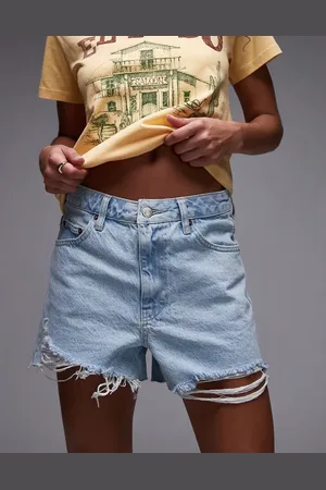 Topshop – Gebleichte Jeans-Shorts in A-Linie mit Zierrissen