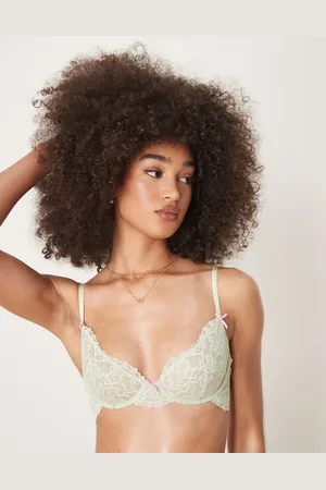 ASOS – Thea – Bügel-BH aus Spitze in Salbeigrün mit Rosenblüten-Stickerei