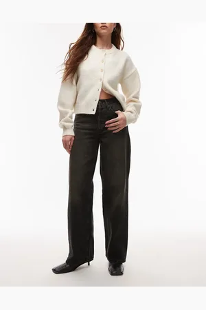 Topshop – Locker geschnittene Jeans in verwaschenem Vintage- mit geradem Schnitt und mittelhohem Bund